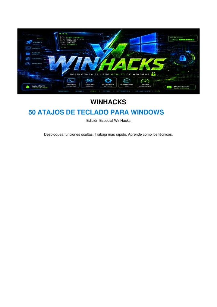 Portada de la guía gratuita 50 Atajos de Teclado para Windows