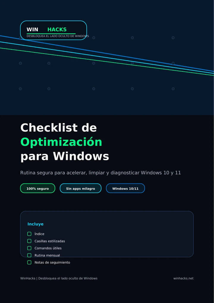 Portada del Checklist de Optimización para Windows